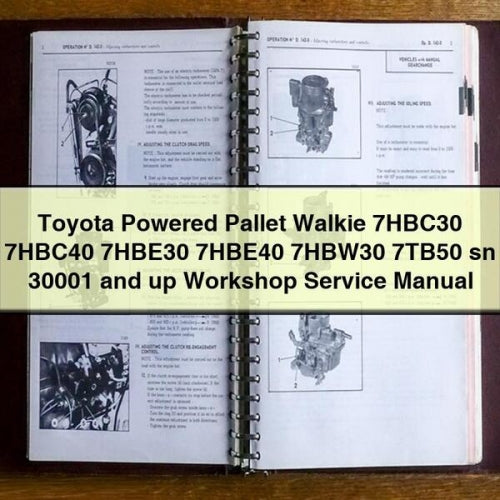 Toyota Powered Pallet Walkie 7HBC30 7HBC40 7HBE30 7HBE40 7HBW30 7TB50 sn 30001 and up Workshop Service Manual PDF Download