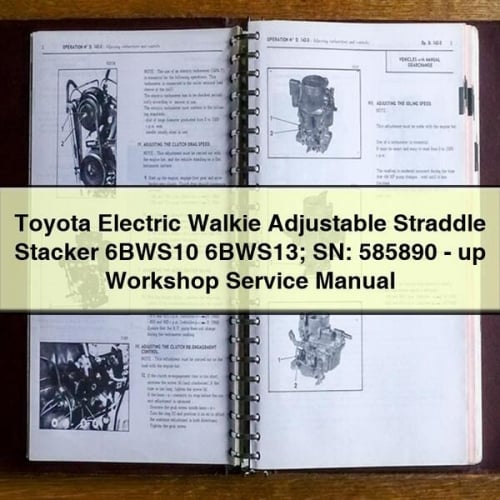 Toyota Electric Walkie Adjustable Straddle Stacker 6BWS10 6BWS13; SN: 585890-up Workshop Service Repair Manual