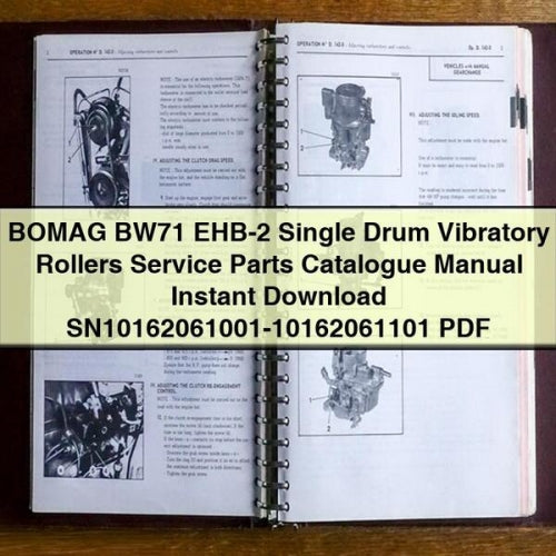 BOMAG BW71 EHB-2 Single Drum Vibratory Rollers Service Parts Catalogue Manual  SN10162061001-10162061101