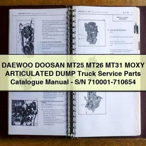 DAEWOO DOOSAN MT25 MT26 MT31 MOXY ARTICULATED DUMP Truck Service Parts Catalogue Manual - S/N 710001-710654 PDF Download