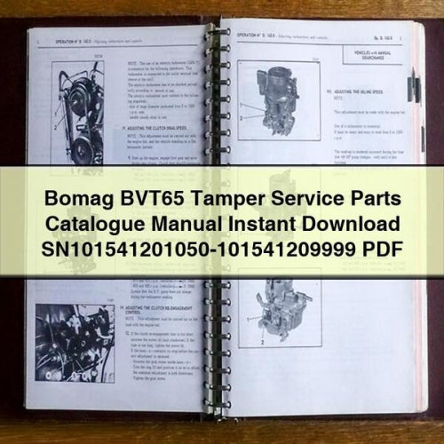 Bomag BVT65 Tamper Service Parts Catalogue Manual Instant Download SN101541201050-101541209999 PDF