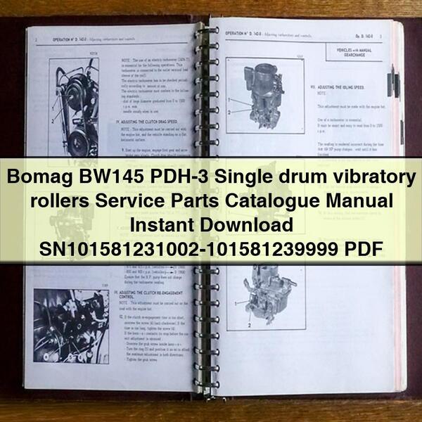 Bomag BW145 PDH-3 Single drum vibratory rollers Service Parts Catalogue Manual SN101581231002-101581239999