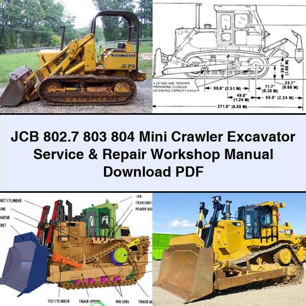 JCB 802.7803804 Miniexcavadora de orugas Manual de taller de servicio y reparación Descargar PDF