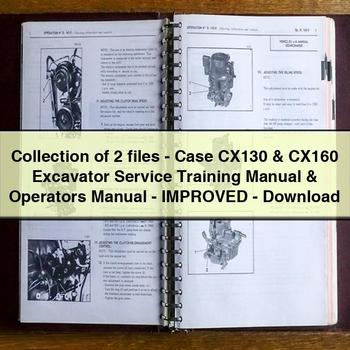 Collection of 2 files - Case CX130 & CX160 Excavator Service Training Manual & Operators Manual - Improved - Download PDF