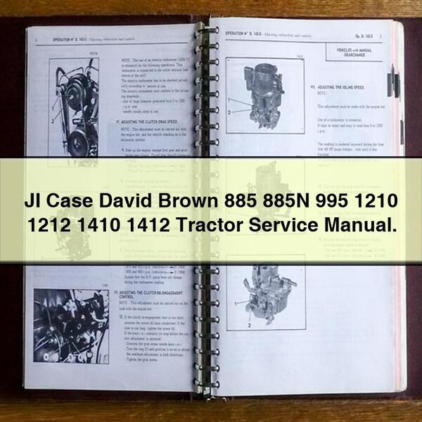 JI Case David Brown 885 885N 995 1210 1212 1410 1412 Tractor Service Repair Manual.