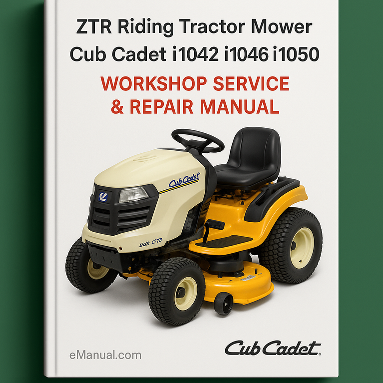 Cub Cadet i1042 i1046 i1050 ZTR Riding Tractor Mower Workshop Service Repair Manual.