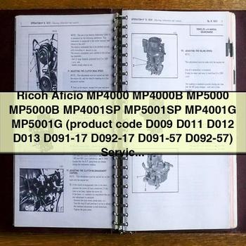 Ricoh Aficio MP4000B MP5000B MP4001SP MP5001SP MP4001G MP5001G (product Code D009 D011 D012 D013 D091-17 D092-17 D091-57 D092-57) Parts Catalog PDF