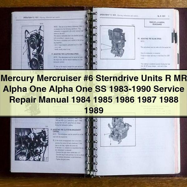 Mercury Mercruiser #6 Sterndrive Units R MR Alpha One Alpha One SS 1983-1990 Service Repair Manual 1984 1985 1986 1987 1988 1989