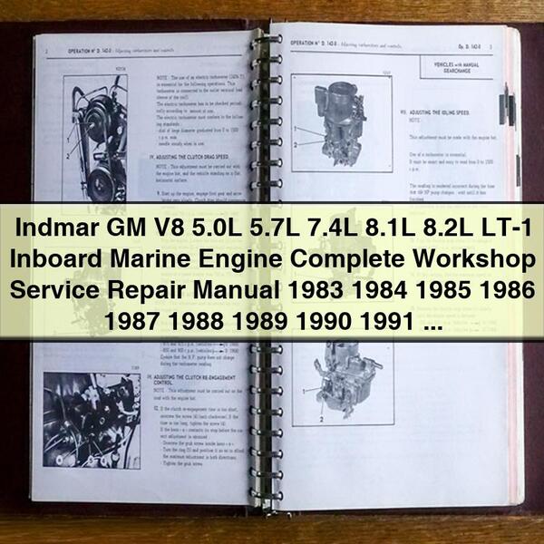 Indmar GM V8 5.0L 5.7L 7.4L 8.1L 8.2L LT-1 Inboard Marine Engine Complete Workshop Service Repair Manual 1983-2000 2