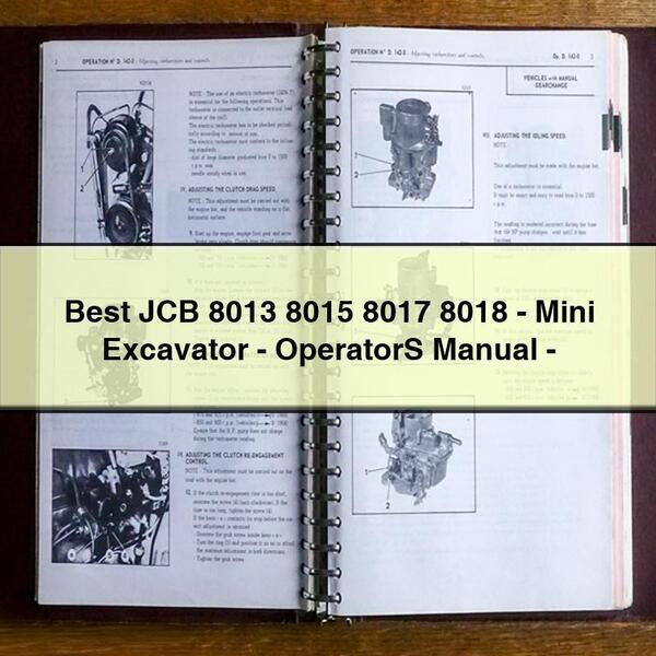 Best JCB 8013 8015 8017 8018-Mini Excavator-OperatorS Manual-PDF Download