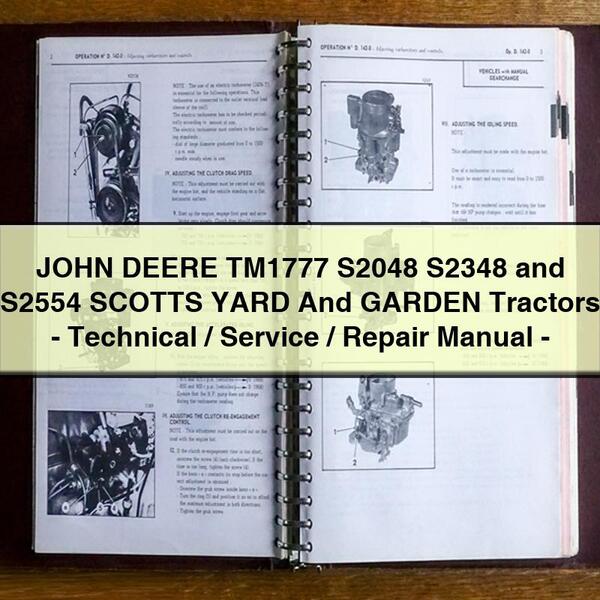 JOHN DEERE TM1777 S2048 S2348 and S2554 SCOTTS YARD And GARDEN Tractors-Technical/Service/Repair Manual-